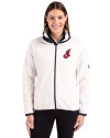 Cleveland Indians Cooperstown Cutter & Buck Cascade Eco Fleece Womens Full Zip Jacket Shell/Navy Blue Front Thumbnail Image