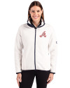 Atlanta Braves Cooperstown Cutter & Buck Cascade Eco Fleece Womens Full Zip Jacket Shell/Navy Blue Front Thumbnail Image