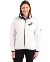 Los Angeles Dodgers Cooperstown Cutter & Buck Cascade Eco Fleece Womens Full Zip Jacket Shell/Navy Blue Front Thumbnail Image