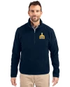 Seattle Mariners Cooperstown Cutter & Buck Cascade Eco Sherpa Fleece Mens Big & Tall Quarter Zip Jacket Navy Blue Front Thumbnail Image