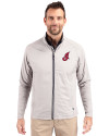 Cleveland Indians Cooperstown Cutter & Buck Adapt Eco Knit Hybrid Recycled Mens Big & Tall Full Zip Jacket Polished Medium Gray Front Thumbnail Image