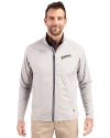 San Diego Padres Cooperstown Cutter & Buck Adapt Eco Knit Hybrid Recycled Mens Big & Tall Full Zip Jacket Polished Medium Gray Front Thumbnail Image
