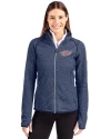 Minnesota Twins Cooperstown Cutter & Buck Mainsail Sweater-Knit Womens Full Zip Jacket Liberty Navy Heather Front Thumbnail Image