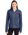 St. Louis Cardinals Cooperstown Cutter & Buck Mainsail Sweater-Knit Womens Full Zip Jacket Liberty Navy Heather Front Thumbnail Image