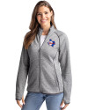 View image 7: Texas Rangers Cooperstown Cutter & Buck Mainsail Sweater-Knit Womens Full Zip Jacket Polished Heather Front