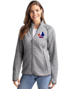 Montreal Expos Cooperstown Cutter & Buck Mainsail Sweater-Knit Womens Full Zip Jacket Polished Heather Front Thumbnail Image