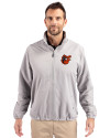 Baltimore Orioles Cooperstown Cutter & Buck Charter Eco Knit Recycled Big & Tall Full-Zip Jacket Polished Medium Gray Front Thumbnail Image