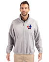 View image 1: Montreal Expos Cooperstown Cutter & Buck Charter Recycled Packable Mens Big & Tall Full Zip Jacket Polished Medium Gray Front