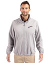 San Diego Padres Cooperstown Cutter & Buck Charter Eco Knit Recycled Big & Tall Full-Zip Jacket Polished Medium Gray Front Thumbnail Image