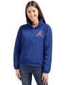 Atlanta Braves Cooperstown Cutter & Buck Charter Eco Recycled Womens Full-Zip Jacket Tour Blue Front Thumbnail Image