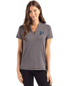 Tampa Bay Rays Cooperstown Cutter & Buck Forge Eco Heathered Stretch Womens Blade Top Dark Black Heather Front Thumbnail Image