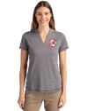 New York Yankees Cooperstown Cutter & Buck Forge Eco Heathered Stretch Womens Blade Top Charcoal Heather Front Thumbnail Image