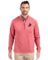 St. Louis Cardinals Cooperstown Cutter & Buck Adapt Eco Knit Heather Mens Big & Tall Quarter Zip Pullover Cardinal Red Heather Front Thumbnail Image