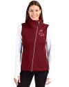 View image 1: Boston Red Sox Cooperstown Cutter & Buck Mainsail Sweater-Knit Womens Full Zip Asymmetrical Vest Cardinal Red Heather Front