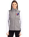 Montreal Expos Cooperstown Cutter & Buck Mainsail Sweater Knit Womens Asymmetrical Vest Polished Heather Front Thumbnail Image