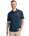 Boston Red Sox Cooperstown Cutter & Buck Advantage Eco Tri-Blend Pique Mens Big and Tall Polo Liberty Navy Front Thumbnail Image