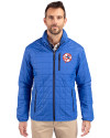 New York Yankees Cooperstown Cutter & Buck Rainier PrimaLoft® Mens Eco Insulated Full Zip Puffer Jacket Royal Front Thumbnail Image