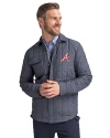 Atlanta Braves Cooperstown Cutter & Buck Rainier PrimaLoft® Mens Big and Tall Eco Insulated Quilted Shirt Jacket Anthracite Melange Front Thumbnail Image