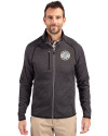 Milwaukee Brewers Cooperstown Cutter & Buck Mainsail Sweater-Knit Mens Big and Tall Full Zip Jacket Charcoal Heather Front Thumbnail Image