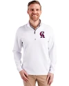 Los Angeles Angels Cooperstown Cutter & Buck Traverse Stretch Eco Quarter Zip Mens Pullover White Front Thumbnail Image
