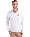 Seattle Mariners Cooperstown Cutter & Buck Traverse Stretch Eco Quarter Zip Mens Pullover White Front Thumbnail Image