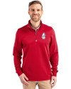 Chicago Cubs Cooperstown Cutter & Buck Traverse Stretch Eco Quarter Zip Mens Pullover Red Front Thumbnail Image