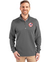 New York Yankees Cooperstown Cutter & Buck Traverse Stretch Eco Quarter Zip Mens Pullover Elemental Grey Front Thumbnail Image