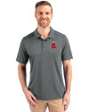 Boston Red Sox Cooperstown Cutter & Buck Prospect Eco Textured Stretch Recycled Mens Big & Tall Polo Elemental Grey Front Thumbnail Image
