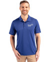 Kansas City Royals Cooperstown Cutter & Buck Prospect Eco Textured Stretch Recycled Mens Big & Tall Polo Tour Blue Front Thumbnail Image
