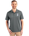 Chicago Cubs Cooperstown Cutter & Buck Prospect Eco Textured Stretch Recycled Mens Big & Tall Polo Elemental Grey Front Thumbnail Image