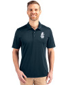 Chicago Cubs Cooperstown Cutter & Buck Prospect Eco Textured Stretch Recycled Mens Big & Tall Polo Navy Blue Front Thumbnail Image
