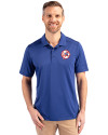 New York Yankees Cooperstown Cutter & Buck Prospect Eco Textured Stretch Recycled Mens Big & Tall Polo Tour Blue Front Thumbnail Image