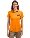 New York Mets Cooperstown Cutter & Buck Prospect Eco Textured Stretch Recycled Womens Short Sleeve Polo Orange Burst Front Thumbnail Image