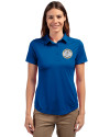 Milwaukee Brewers Cooperstown Cutter & Buck Prospect Eco Textured Stretch Recycled Womens Short Sleeve Polo Tour Blue Front Thumbnail Image