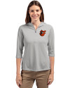 Baltimore Orioles Cooperstown Cutter & Buck Virtue Eco Pique Recycled Half Zip Pullover Womens Hoodie Polished Medium Gray Front Thumbnail Image