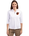 Baltimore Orioles Cooperstown Cutter & Buck Virtue Eco Pique Recycled Half Zip Pullover Womens Hoodie White Front Thumbnail Image