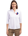 Montreal Expos Cooperstown Cutter & Buck Virtue Eco Pique Recycled Half Zip Pullover Womens Hoodie White Front Thumbnail Image