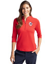New York Yankees Cooperstown Cutter & Buck Virtue Eco Pique Recycled Half Zip Pullover Womens Hoodie Red Front Thumbnail Image