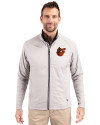 Baltimore Orioles Cooperstown Cutter & Buck Adapt Eco Knit Hybrid Recycled Mens Full Zip Jacket Polished Medium Gray Front Thumbnail Image