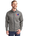 Montreal Expos Cooperstown Cutter & Buck Adapt Eco Knit Hybrid Recycled Mens Full Zip Jacket Elemental Grey Front Thumbnail Image