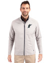 Miami Marlins Cooperstown Cutter & Buck Adapt Eco Knit Hybrid Recycled Mens Full Zip Jacket Polished Medium Gray Front Thumbnail Image