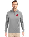 Cleveland Indians Cooperstown Cutter & Buck Adapt Eco Knit Stretch Recycled Mens Big and Tall Quarter Zip Pullover Polished Medium Gray Front Thumbnail Image
