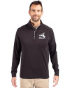 Chicago White Sox Cooperstown Cutter & Buck Adapt Eco Knit Stretch Recycled Mens Quarter Zip Pullover Black Front Thumbnail Image