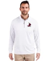 St. Louis Cardinals Cooperstown Cutter & Buck Adapt Eco Knit Stretch Recycled Mens Quarter Zip Pullover White Front Thumbnail Image