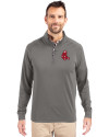Boston Red Sox Cooperstown Cutter & Buck Adapt Eco Knit Stretch Recycled Mens Quarter Zip Pullover Elemental Grey Front Thumbnail Image