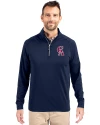 Los Angeles Angels Cooperstown Cutter & Buck Adapt Eco Knit Stretch Recycled Mens Quarter Zip Pullover Navy Blue Front Thumbnail Image