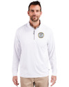 Milwaukee Brewers Cooperstown Cutter & Buck Adapt Eco Knit Stretch Recycled Mens Quarter Zip Pullover White Front Thumbnail Image