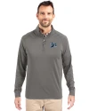 Tampa Bay Rays Cooperstown Cutter & Buck Adapt Eco Knit Stretch Recycled Mens Quarter Zip Pullover Elemental Grey Front Thumbnail Image