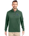Tampa Bay Rays Cooperstown Cutter & Buck Adapt Eco Knit Stretch Recycled Mens Quarter Zip Pullover Hunter Green Front Thumbnail Image