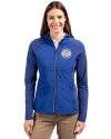 Milwaukee Brewers Cooperstown Cutter & Buck Adapt Eco Knit Hybrid Recycled Womens Full Zip Jacket Tour Blue Front Thumbnail Image